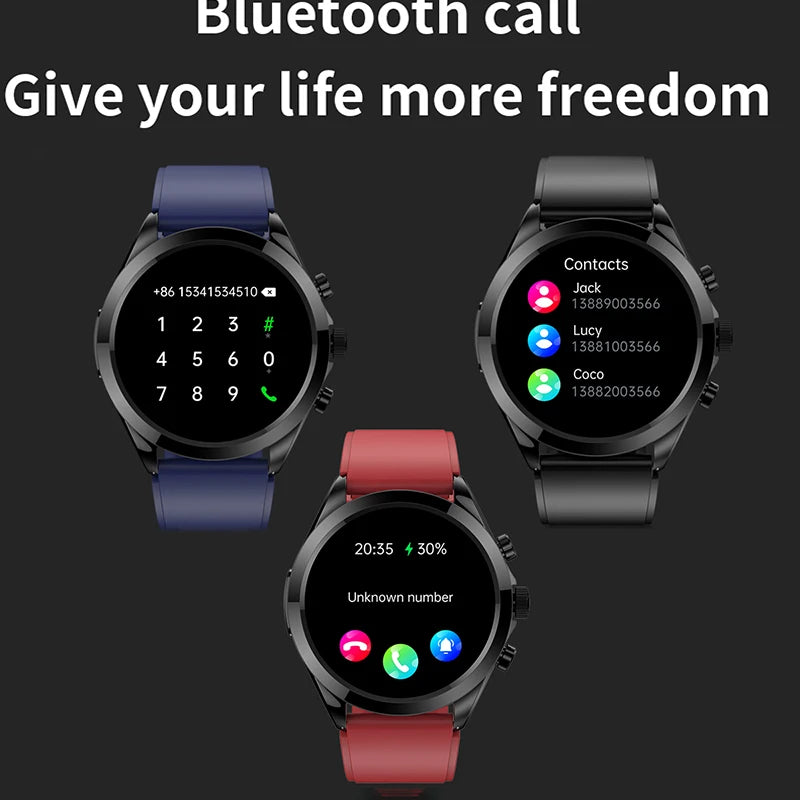 For Huawei Xiaomi Smart Watch Men blood glucose measurement 360*360 HD Screen Heart Rate ECG+PPG Bluetooth Call SmartWatch+BOX - M atlas