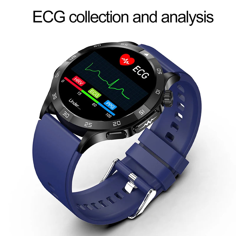Blood Sugar Smart Watch Health Blood Lipid Uric Acid Monitor Sport Watch Smart ECG+PPG HD Bluetooth Call AI Voice Smartwatch SOS