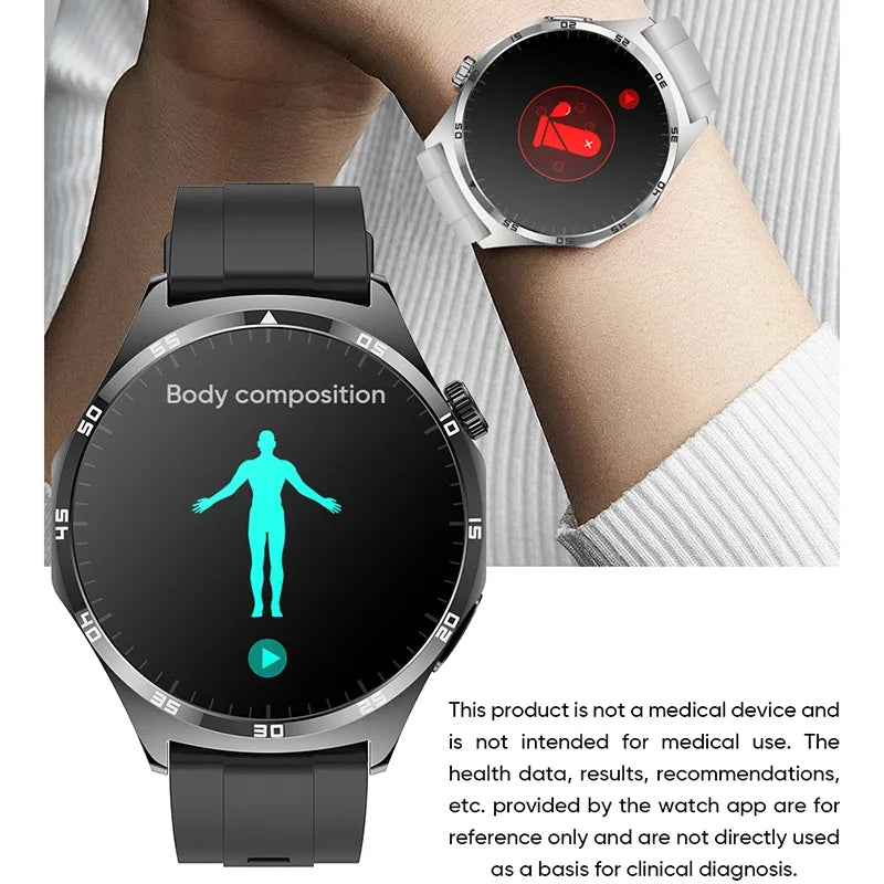 Blood Sugar Smart Watch Health ECG+PPG Blood Body Component Monitor Watch Smart AMOLED Screen Bluetooth Call AI Voice Smartwatch - M atlas