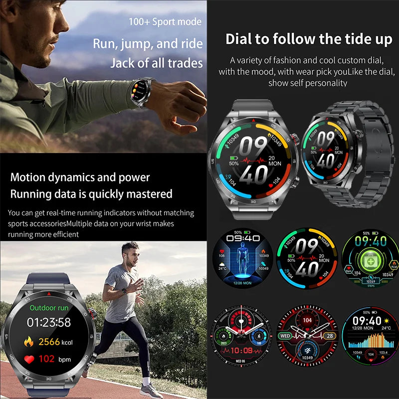 2024 Follow Health Blood Sugar Smartwatch ECG Smart Watches Monitoring Non-invasive Blood Glucose 1.39-inch Touch Large Screen