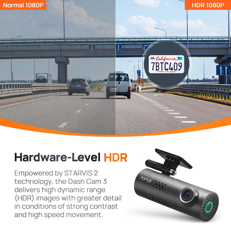 70mai Dash Cam 3 M200 APP English Voice Control 1080P HDR Night Vision 24H Parking Surveillance 70mai Car DVR M200 WIFI - M atlas