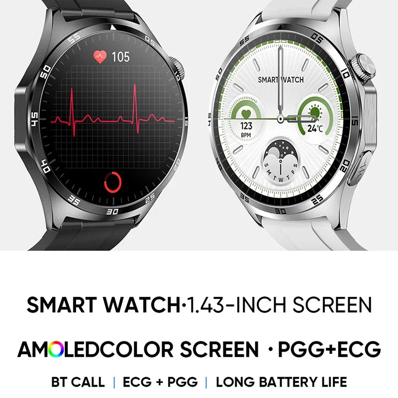 Blood Sugar Smart Watch Health ECG+PPG Blood Body Component Monitor Watch Smart AMOLED Screen Bluetooth Call AI Voice Smartwatch